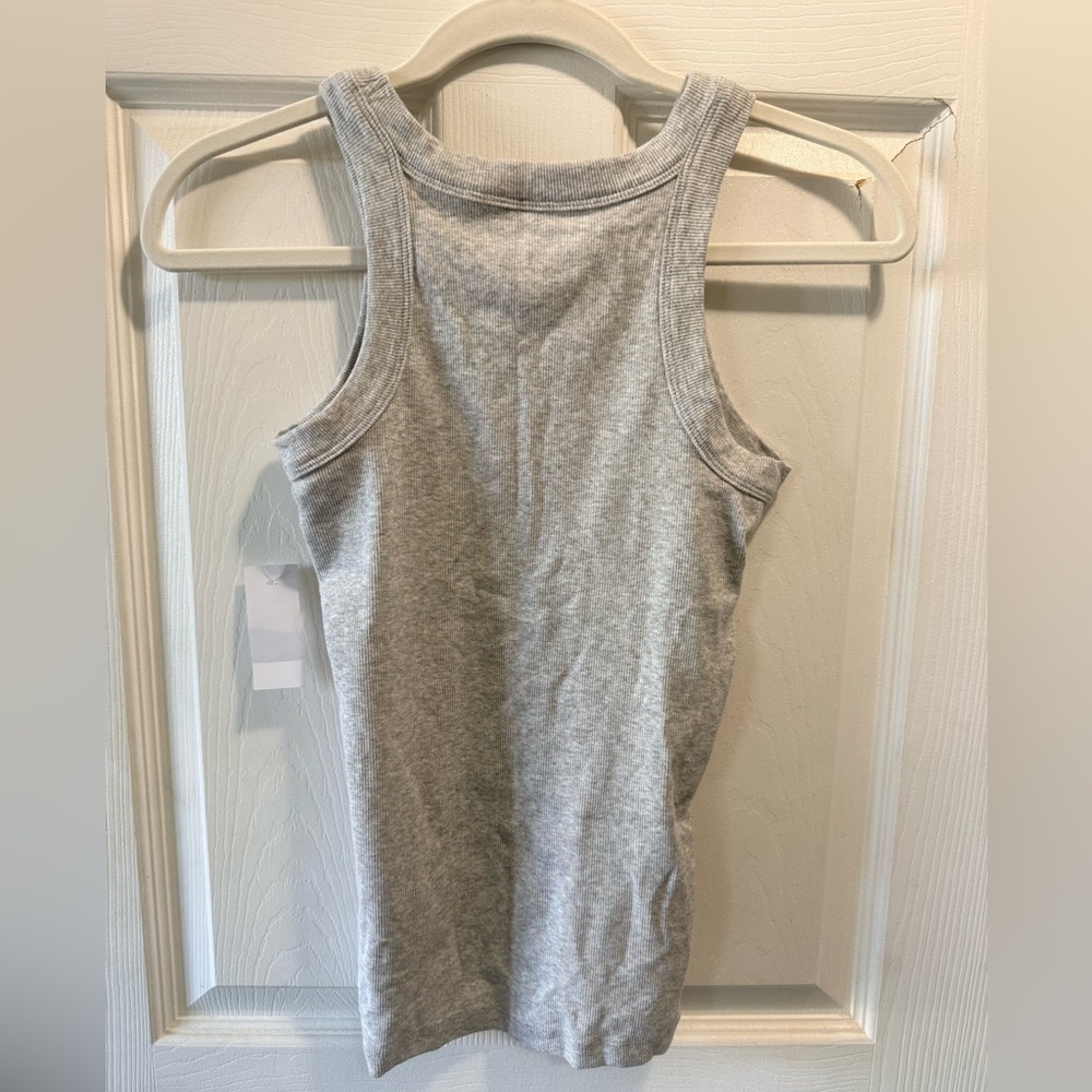 LOFT Ribbed Racerback Tank Gray Size Small NWT - Picture 3 of 4